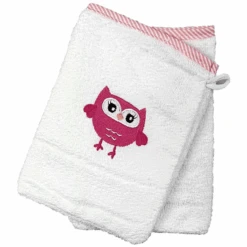 HÜTTE & CO Waschhandschuh 2er Pack Eule Weiß