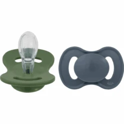 Lullaby Planet Schnuller Symmetrischer Aus Silikon Gr. 2 Forest Green & Flint Stone, 2er Pack