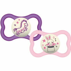 MAM Schnuller Air Night Blau 6 - 16 Monate Silikon Hase/ Pferd