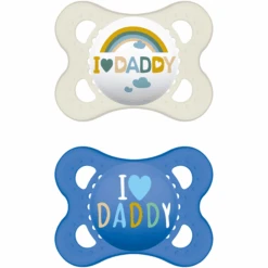 MAM Schnuller Original Love Daddy Aus Silikon 0 - 6 Monate, Blau/beige