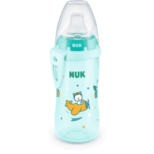 NUK Babyflasche Active Cup, Blau, Motiv Bär/Flugzeug 300ml 3 NUK Babyflasche Active Cup, Blau, Motiv Bär/Flugzeug 300ml