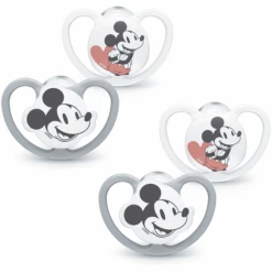 NUK Schnuller Space Disney "Mickey" 6-18 Monate, 4 Stk. In Grau/weiß