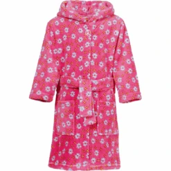 Playshoes Fleece-Bademantel Blumen Pink