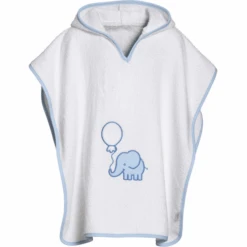 Playshoes Frottee-Poncho Elefant Weiß-blau